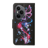 For-Honor-400-Pro-5G-(Global)-Case-Pattern-Printing-Protective-Leather-Folio-Phone-Cover-with-Wrist-Strap-Glowing-Butterfly