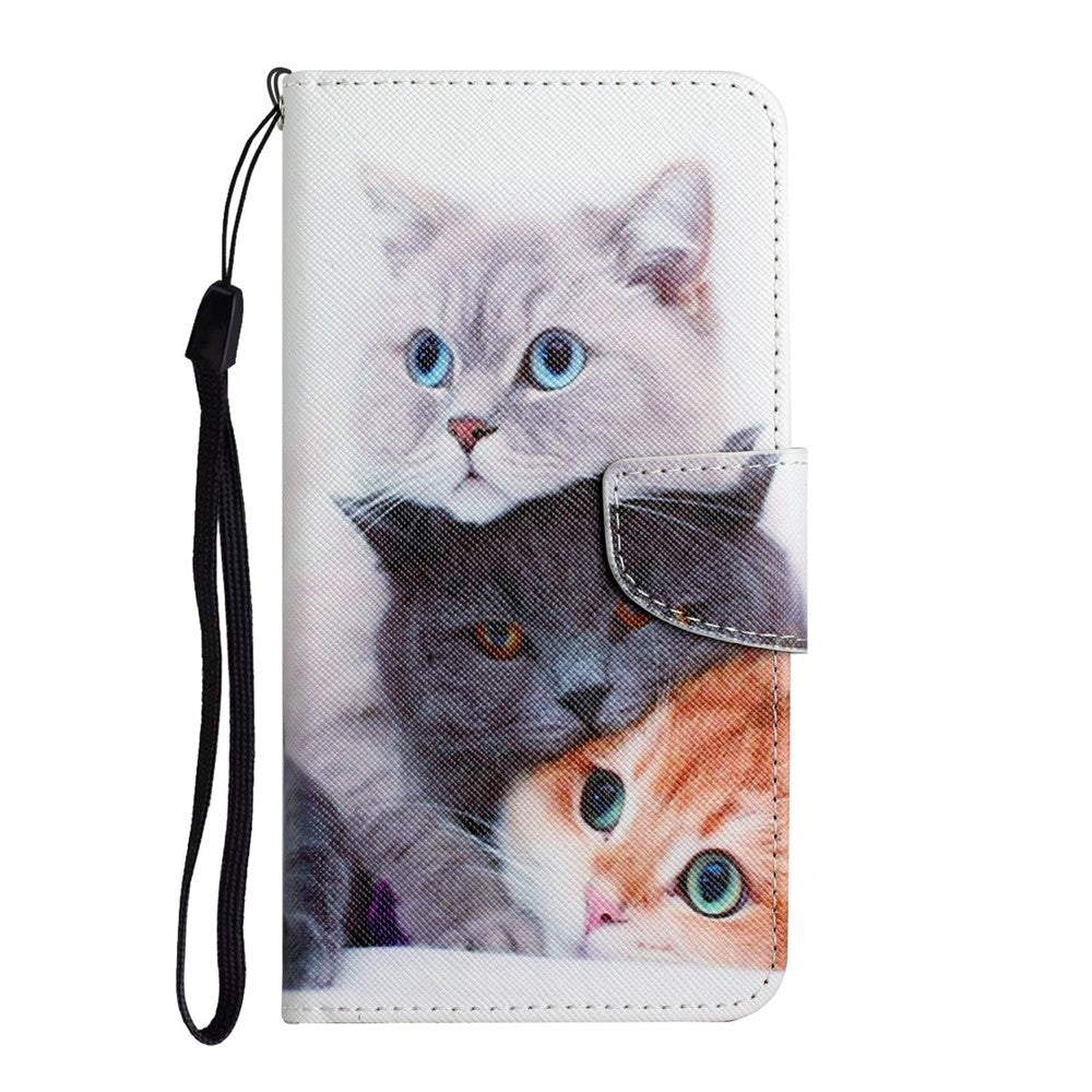 For-Honor-400-Pro-5G-(Global)-Case-Pattern-Printing-Protective-Leather-Folio-Phone-Cover-with-Wrist-Strap-Three-Cats