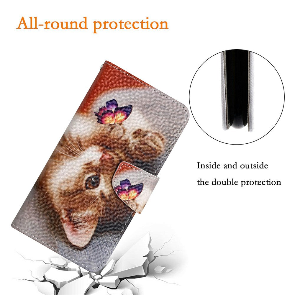 For-Honor-400-Pro-5G-(Global)-Case-Pattern-Printing-Protective-Leather-Folio-Phone-Cover-with-Wrist-Strap-Butterfly-Cat