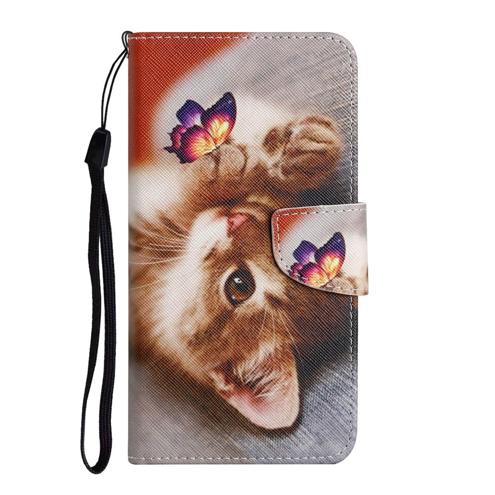 For-Honor-400-Pro-5G-(Global)-Case-Pattern-Printing-Protective-Leather-Folio-Phone-Cover-with-Wrist-Strap-Butterfly-Cat
