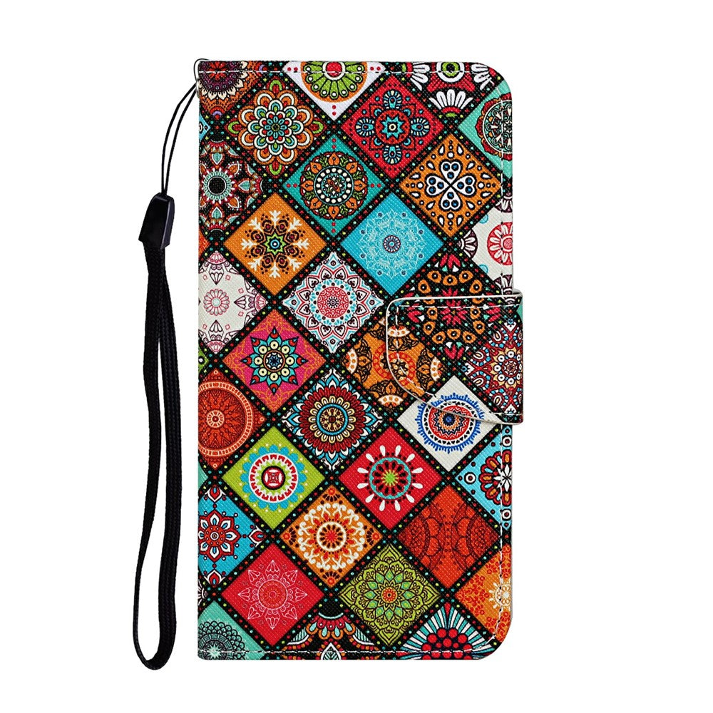 For-Samsung-Galaxy-A07-4G-Case-Pattern-Printing-Protective-Leather-Folio-Phone-Cover-with-Wrist-Strap-Ethnic-Style