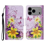 For-iPhone-17-Pro-Max-Case-Pattern-Printing-Protective-Leather-Folio-Phone-Cover-with-Wrist-Strap-Yellow-Butterfly