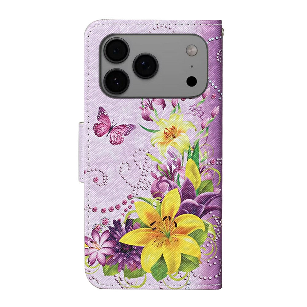 For-iPhone-17-Pro-Max-Case-Pattern-Printing-Protective-Leather-Folio-Phone-Cover-with-Wrist-Strap-Yellow-Butterfly