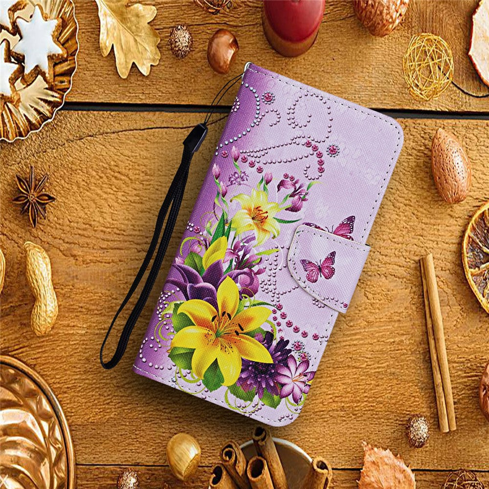 For-iPhone-17-Pro-Max-Case-Pattern-Printing-Protective-Leather-Folio-Phone-Cover-with-Wrist-Strap-Yellow-Butterfly