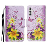 For-Samsung-Galaxy-S25-FE-Case-Pattern-Printing-Protective-Leather-Folio-Phone-Cover-with-Wrist-Strap-Yellow-Butterfly