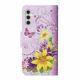 For-Samsung-Galaxy-S25-FE-Case-Pattern-Printing-Protective-Leather-Folio-Phone-Cover-with-Wrist-Strap-Yellow-Butterfly