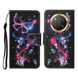 For-Honor-X60-Pro-5G-/-X9c-5G-/-Magic7-Lite-5G-Case-Pattern-Printing-Protective-Leather-Folio-Phone-Cover-with-Wrist-Strap-Glowing-Butterfly