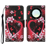 For-Honor-Magic5-Lite-5G-/-X9a-5G-Case-Pattern-Printing-Protective-Leather-Folio-Phone-Cover-with-Wrist-Strap-Red-Heart