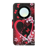 For-Honor-Magic5-Lite-5G-/-X9a-5G-Case-Pattern-Printing-Protective-Leather-Folio-Phone-Cover-with-Wrist-Strap-Red-Heart