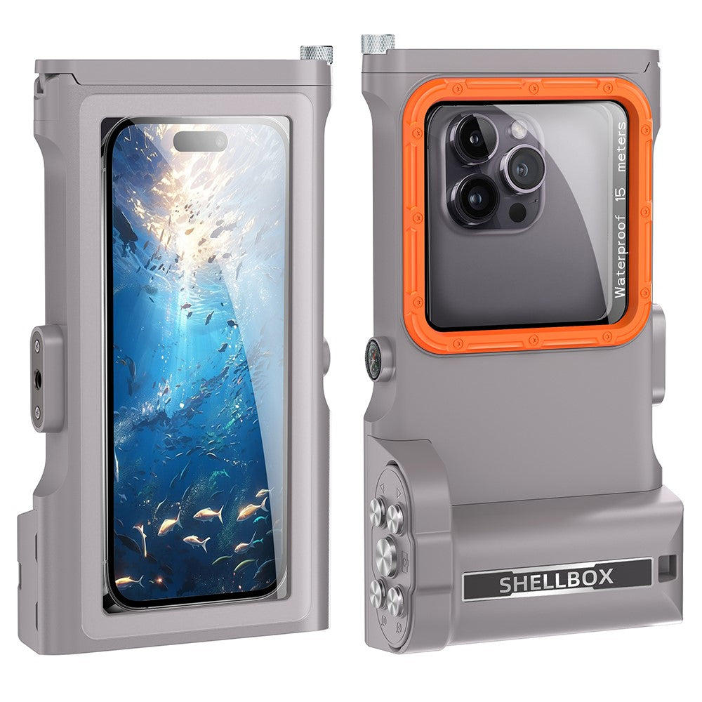 SHELLBOX-Pro-Gen-3-Waterproof-Case-for-iPhone-16-Pro-Max-X-XR-XS-Max/Samsung-Galaxy-S25-Ultra-Bluetooth-Compatible-15m-Diving-Shell-Grey