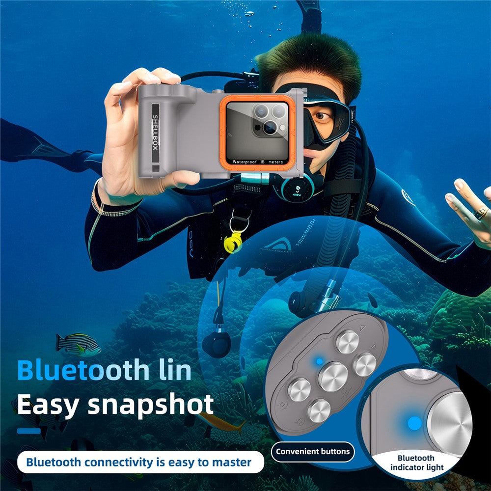 SHELLBOX-Pro-Gen-3-Waterproof-Case-for-iPhone-16-Pro-Max-X-XR-XS-Max/Samsung-Galaxy-S25-Ultra-Bluetooth-Compatible-15m-Diving-Shell-Grey