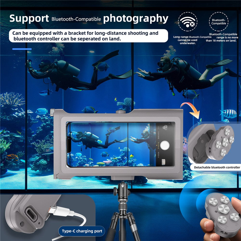 SHELLBOX-Pro-Gen-3-Waterproof-Case-for-iPhone-16-Pro-Max-X-XR-XS-Max/Samsung-Galaxy-S25-Ultra-Bluetooth-Compatible-15m-Diving-Shell-Grey
