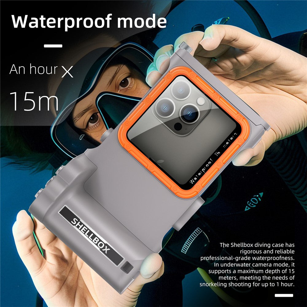 SHELLBOX-Pro-Gen-3-Waterproof-Case-for-iPhone-16-Pro-Max-X-XR-XS-Max/Samsung-Galaxy-S25-Ultra-Bluetooth-Compatible-15m-Diving-Shell-Grey