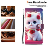For-Samsung-Galaxy-A17-5G-/-A17-4G-/-A26-5G-Leather-Case-Stand-Wallet-Pattern-Printing-Phone-Cover-with-Wrist-Strap-Rose-Cat