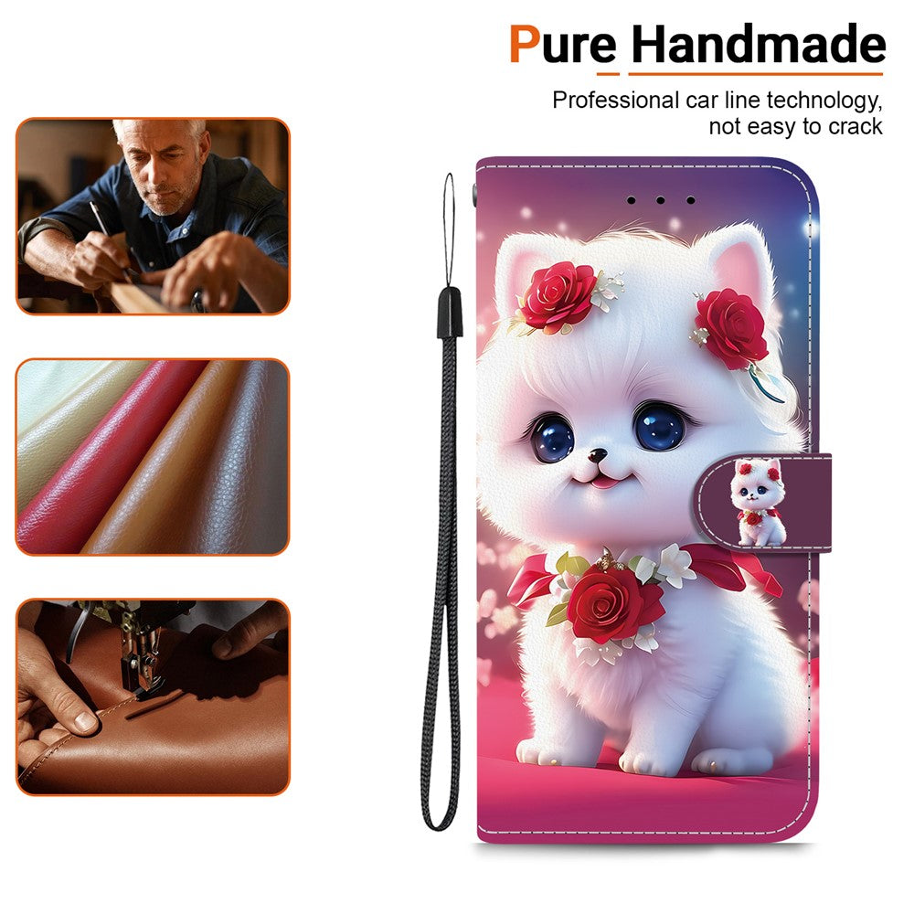 For-Samsung-Galaxy-A17-5G-/-A17-4G-/-A26-5G-Leather-Case-Stand-Wallet-Pattern-Printing-Phone-Cover-with-Wrist-Strap-Rose-Cat