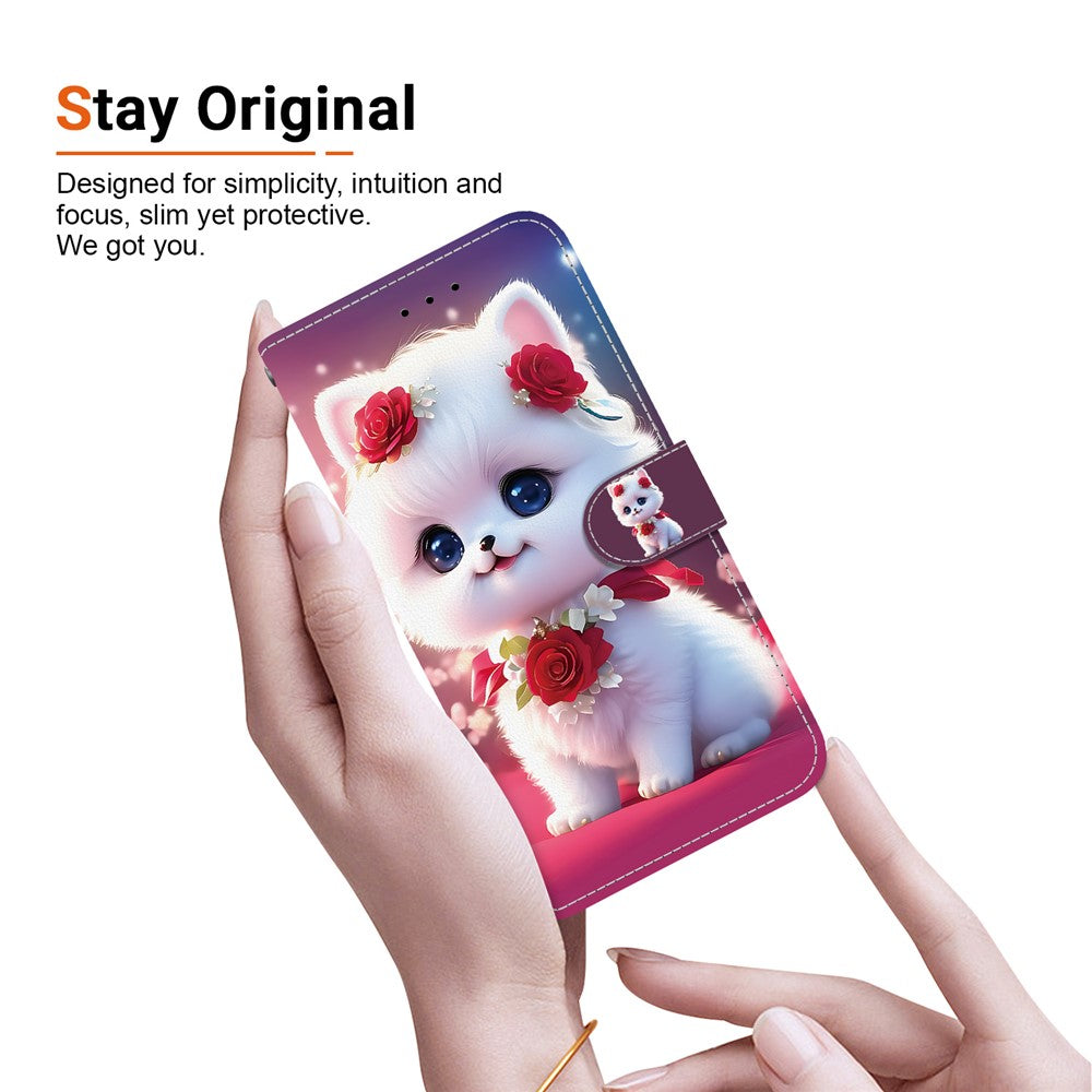 For-Samsung-Galaxy-A17-5G-/-A17-4G-/-A26-5G-Leather-Case-Stand-Wallet-Pattern-Printing-Phone-Cover-with-Wrist-Strap-Rose-Cat