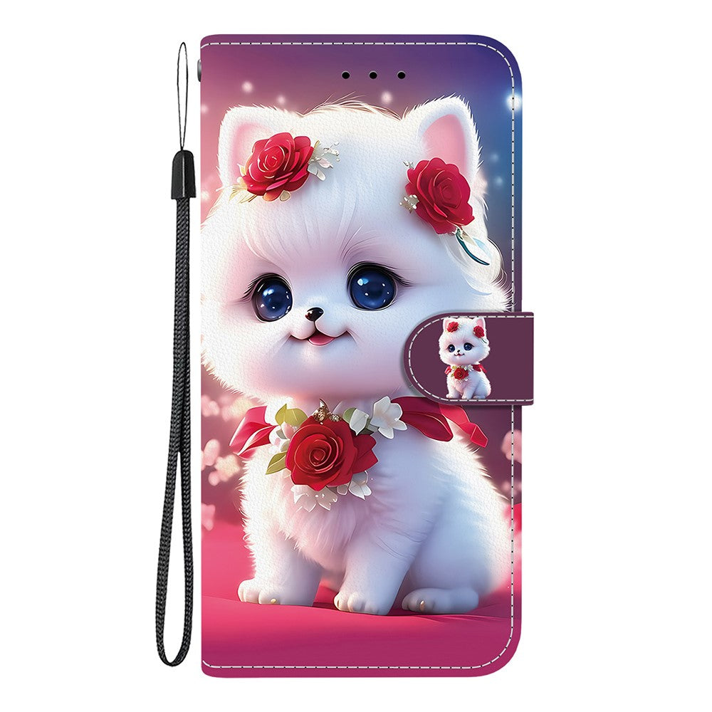 For-Samsung-Galaxy-A17-5G-/-A17-4G-/-A26-5G-Leather-Case-Stand-Wallet-Pattern-Printing-Phone-Cover-with-Wrist-Strap-Rose-Cat