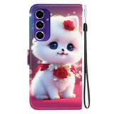 For-Samsung-Galaxy-A17-5G-/-A17-4G-/-A26-5G-Leather-Case-Stand-Wallet-Pattern-Printing-Phone-Cover-with-Wrist-Strap-Rose-Cat