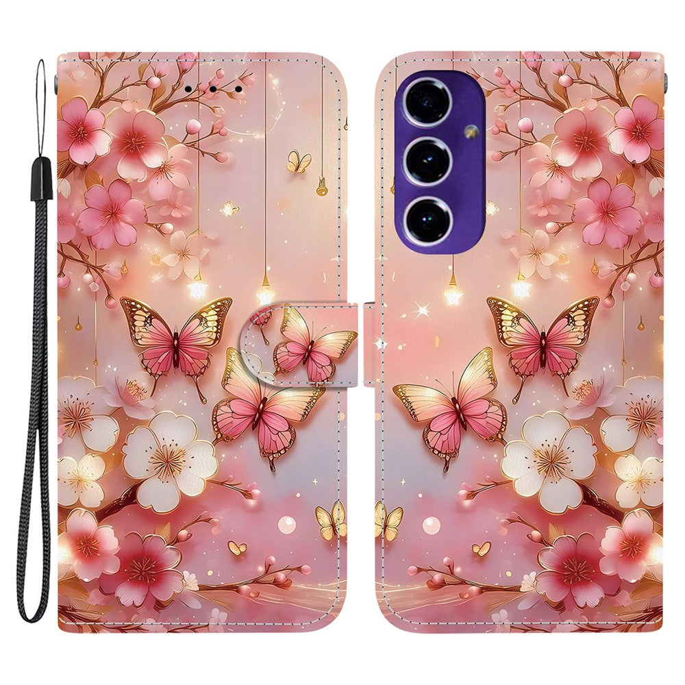 For-Samsung-Galaxy-A17-5G-/-A17-4G-/-A26-5G-Leather-Case-Stand-Wallet-Pattern-Printing-Phone-Cover-with-Wrist-Strap-Lantern-Butterfly