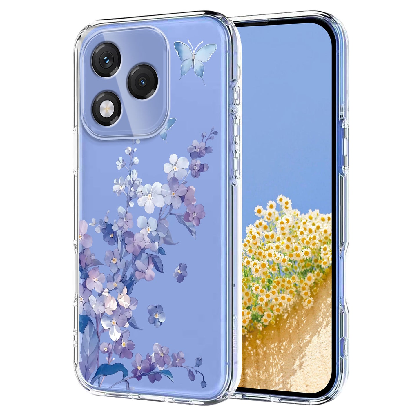 For-Honor-400-Lite-5G-Case-Butterfly-Floral-Pattern-Printing-TPU-Phone-Back-Cover-Violets