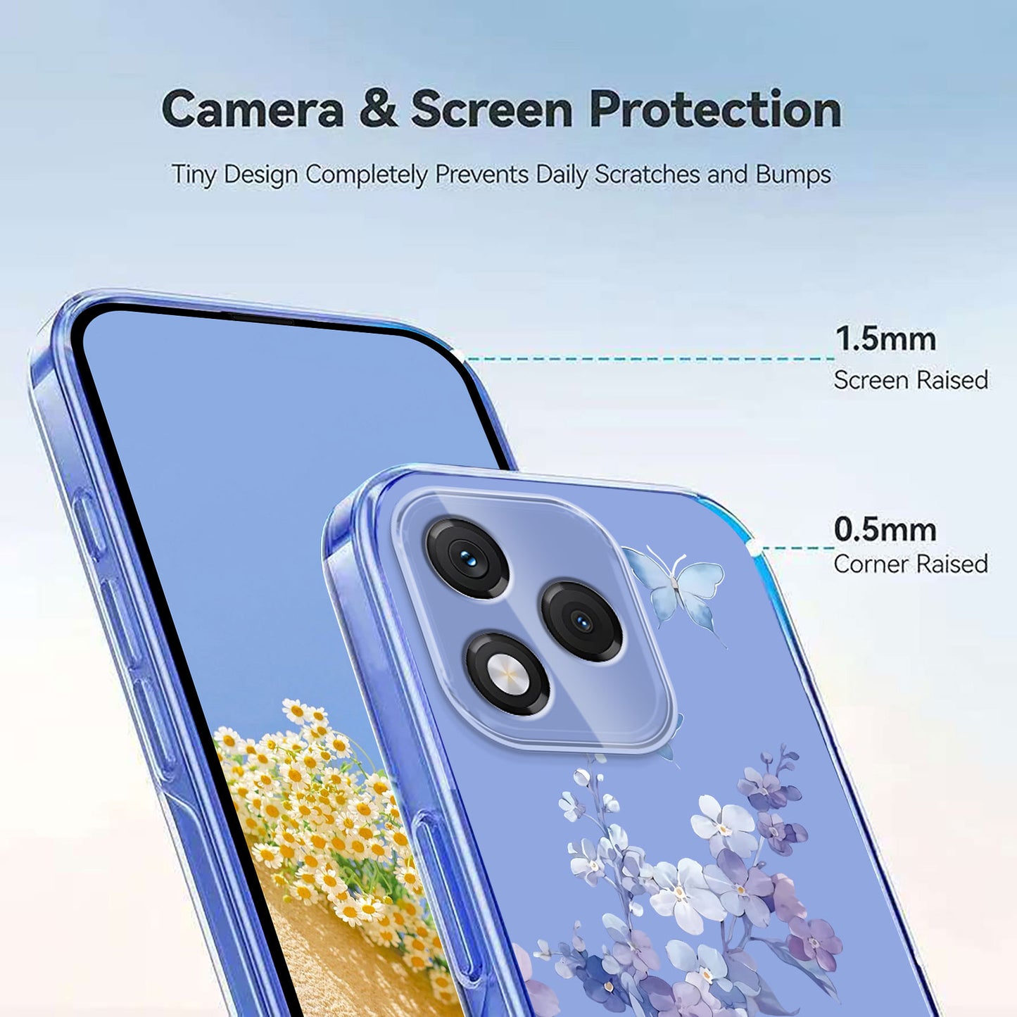 For-Honor-400-Lite-5G-Case-Butterfly-Floral-Pattern-Printing-TPU-Phone-Back-Cover-Violets