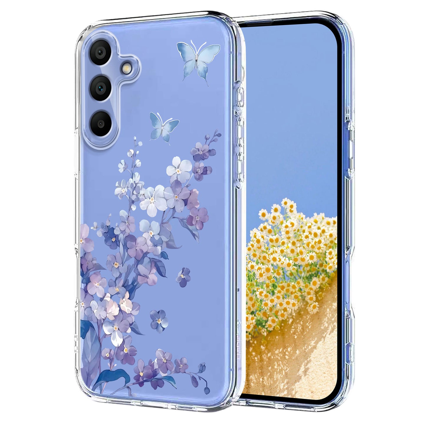 For-Samsung-Galaxy-A16-4G-/-Galaxy-A16-5G-Case-Butterfly-Floral-Pattern-Printing-TPU-Phone-Back-Cover-Violets