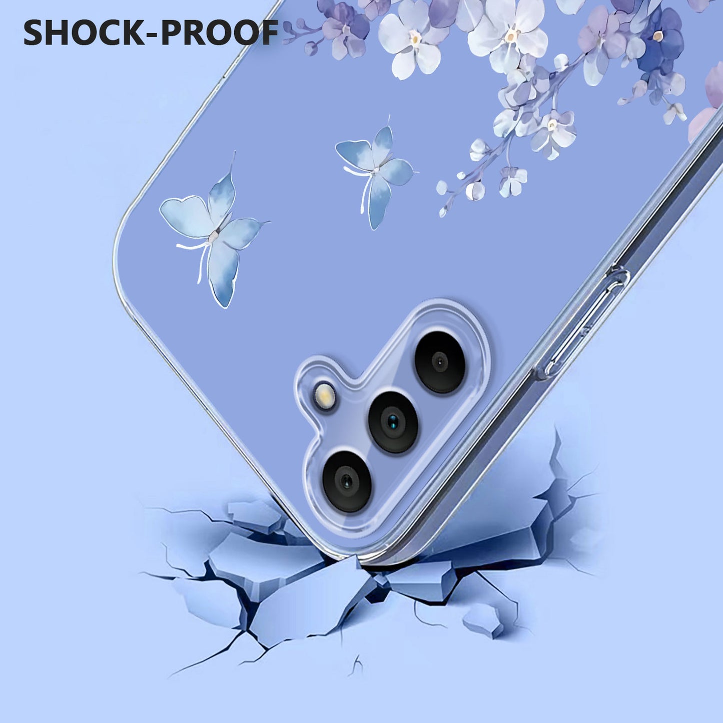 For-Samsung-Galaxy-A16-4G-/-Galaxy-A16-5G-Case-Butterfly-Floral-Pattern-Printing-TPU-Phone-Back-Cover-Violets