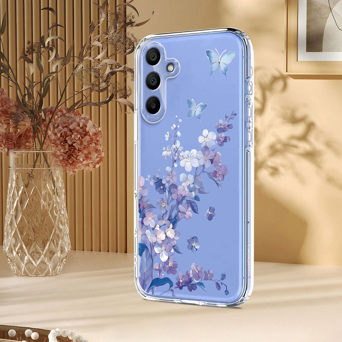 For-Samsung-Galaxy-A16-4G-/-Galaxy-A16-5G-Case-Butterfly-Floral-Pattern-Printing-TPU-Phone-Back-Cover-Violets