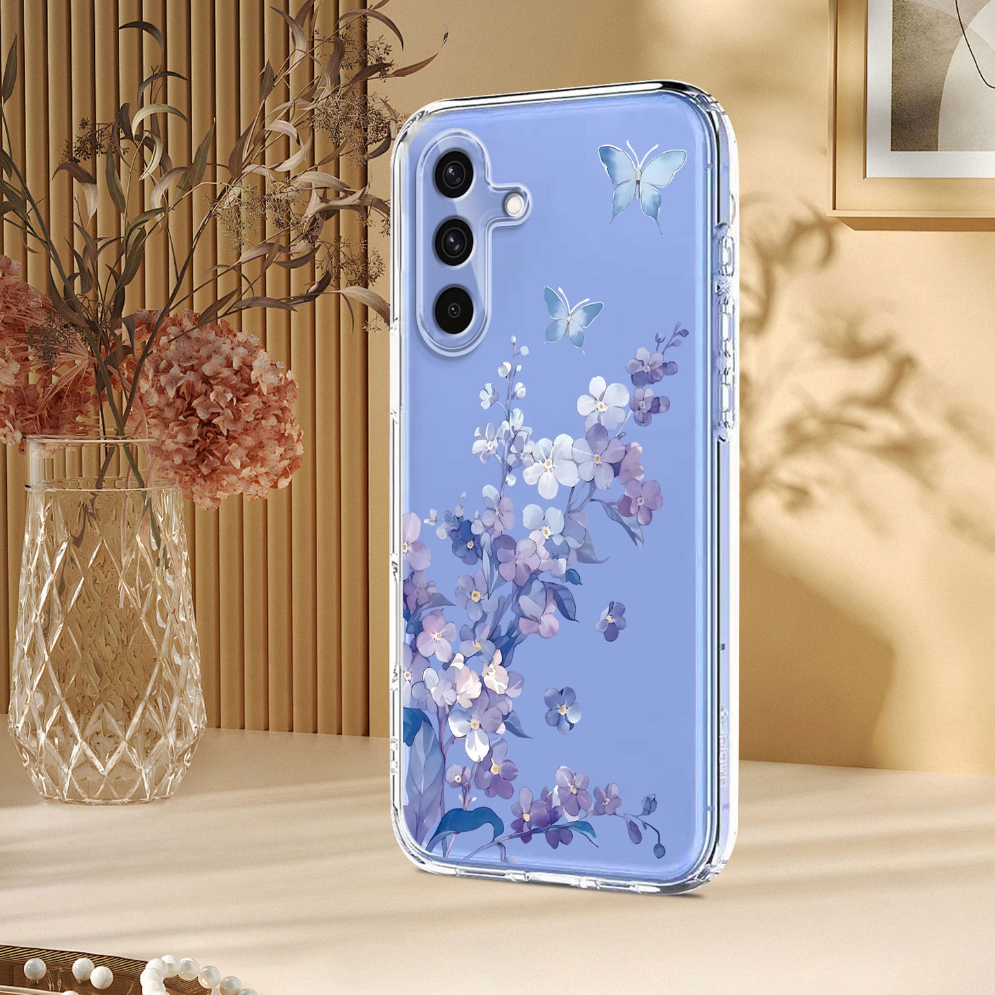 For-Samsung-Galaxy-S25-FE-Case-Butterfly-Floral-Pattern-Printing-TPU-Phone-Back-Cover-Violets