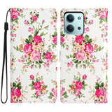 For-Xiaomi-Redmi-15C-4G-(Global)-(171mm)-/-Poco-C85-4G-(171mm)-Wallet-Case-PU-Leather-Pattern-Printing-Stand-Phone-Cover-with-Strap-Red-Flowers