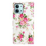 For-Xiaomi-Redmi-15C-4G-(Global)-(171mm)-/-Poco-C85-4G-(171mm)-Wallet-Case-PU-Leather-Pattern-Printing-Stand-Phone-Cover-with-Strap-Red-Flowers