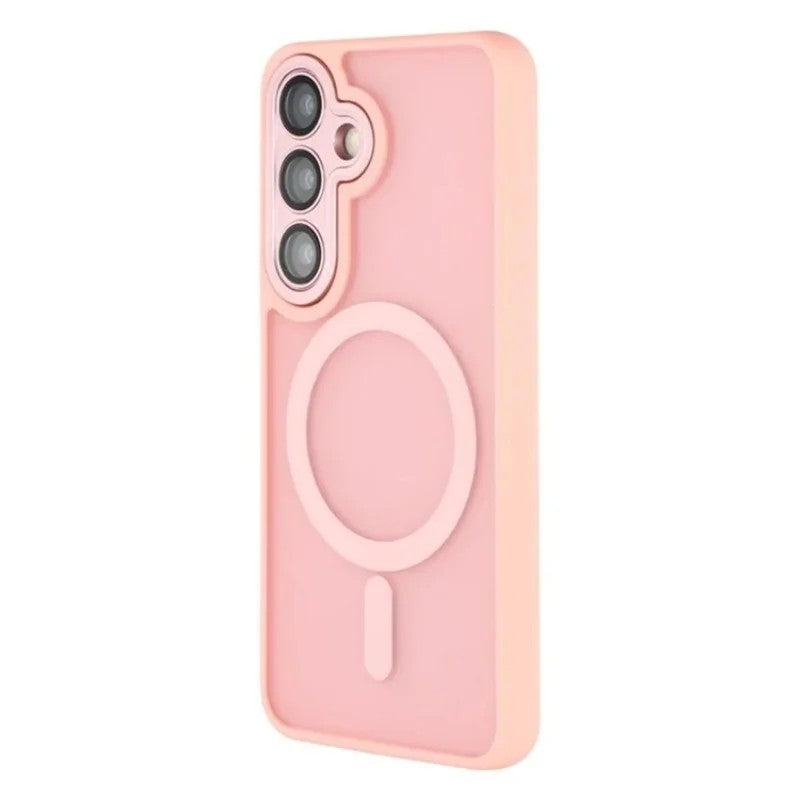 For-Samsung-Galaxy-S25-FE-Case-Compatible-with-MagSafe-WANLONFENG-QB-Series-PC-TPU-Phone-Cover-with-Screen-Film-Pink