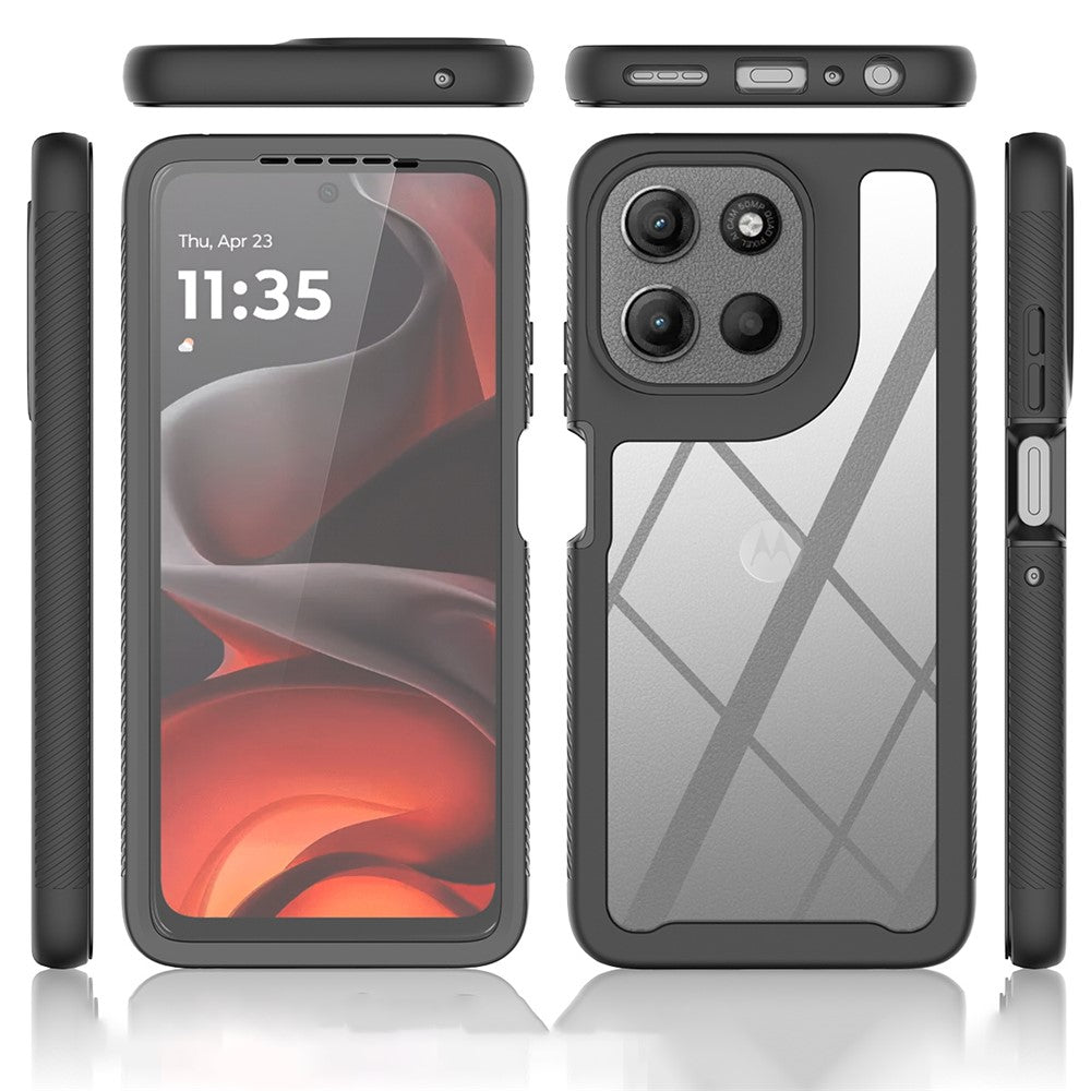 Clear-Case-for-Motorola-Moto-G86-5G-PC-+-TPU-Phone-Back-Cover-with-PET-Screen-Film-Black