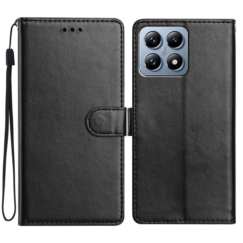 For-Xiaomi-15T-Pro-Leather-Case-Wallet-Stand-Phone-Cover-with-Handy-Strap-Black