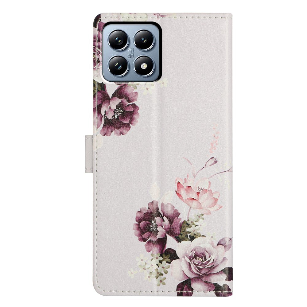 For-Xiaomi-15T-Pro-Case-Pattern-Printing-Wallet-Stand-Flip-Leather-Phone-Cover-with-Strap-Cross-Rose