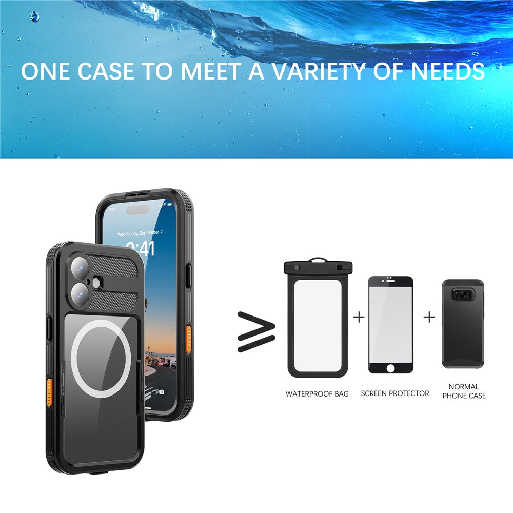 REDPEPPER-For-iPhone-17-IP68-Waterproof-Case-Clear-Back-Phone-Cover-Compatible-with-MagSafe-Black