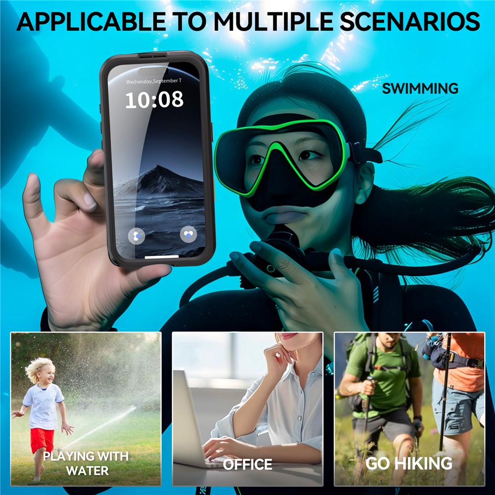 REDPEPPER-For-iPhone-17-Pro-IP68-Waterproof-Case-Clear-Back-Phone-Cover-Compatible-with-MagSafe-Black