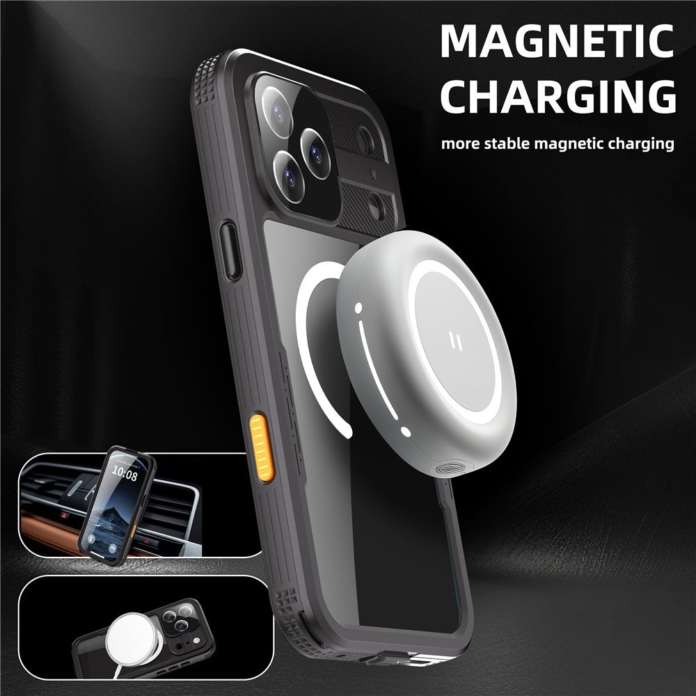 REDPEPPER-For-iPhone-17-Pro-Max-IP68-Waterproof-Case-Clear-Back-Phone-Cover-Compatible-with-MagSafe-Black