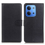 For-Xiaomi-Redmi-15C-5G-(EU)-(173mm)-/-15C-4G-(EU)-(173mm)-Wallet-Case-PU-Leather-Phone-Cover-Litchi-Texture-Black