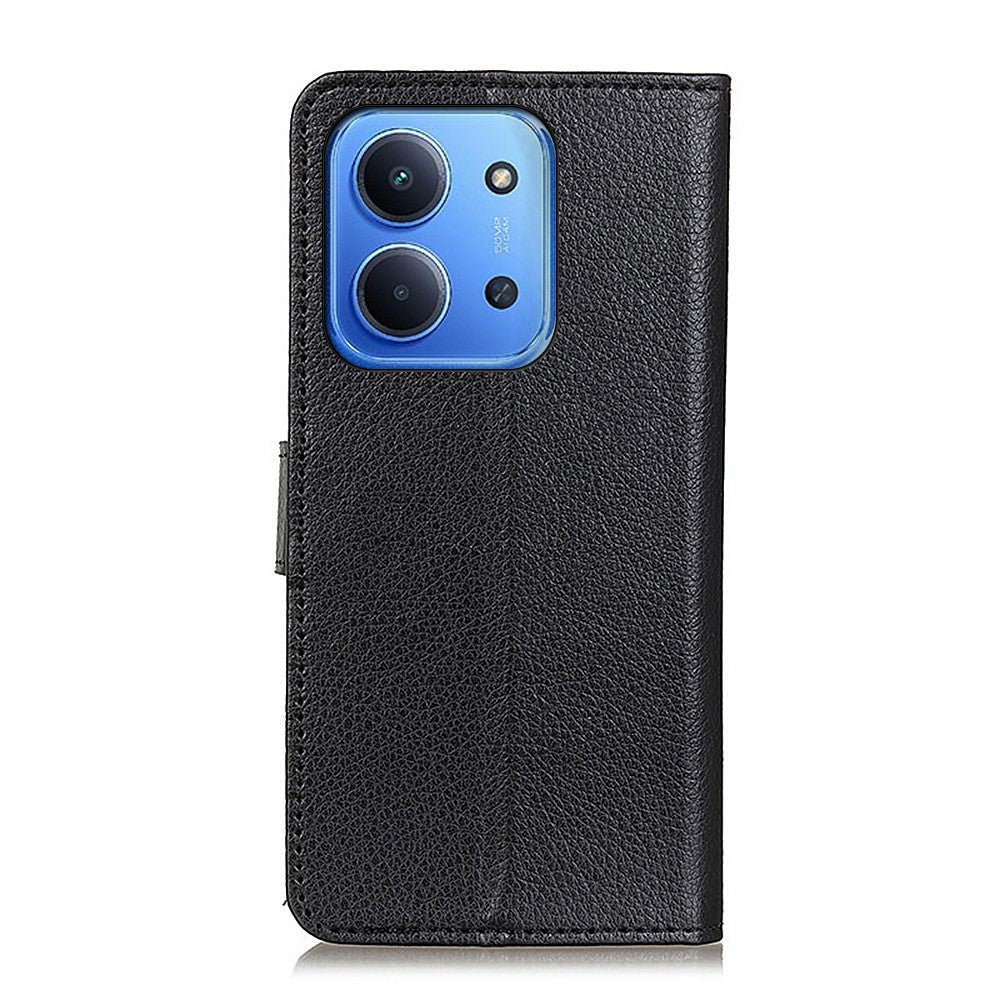 For-Xiaomi-Redmi-15C-5G-(EU)-(173mm)-/-15C-4G-(EU)-(173mm)-Wallet-Case-PU-Leather-Phone-Cover-Litchi-Texture-Black