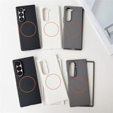 For-Samsung-Galaxy-Z-Fold7-5G-Case-Compatible-with-MagSafe-Leather-+-PC-Phone-Cover-White