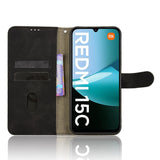 For-Xiaomi-Redmi-15C-5G-(EU)-(173mm)-/-15C-4G-(EU)-(173mm)-Leather-Case-Skin-Feel-Anti-Drop-Wallet-Flip-Phone-Cover-Black