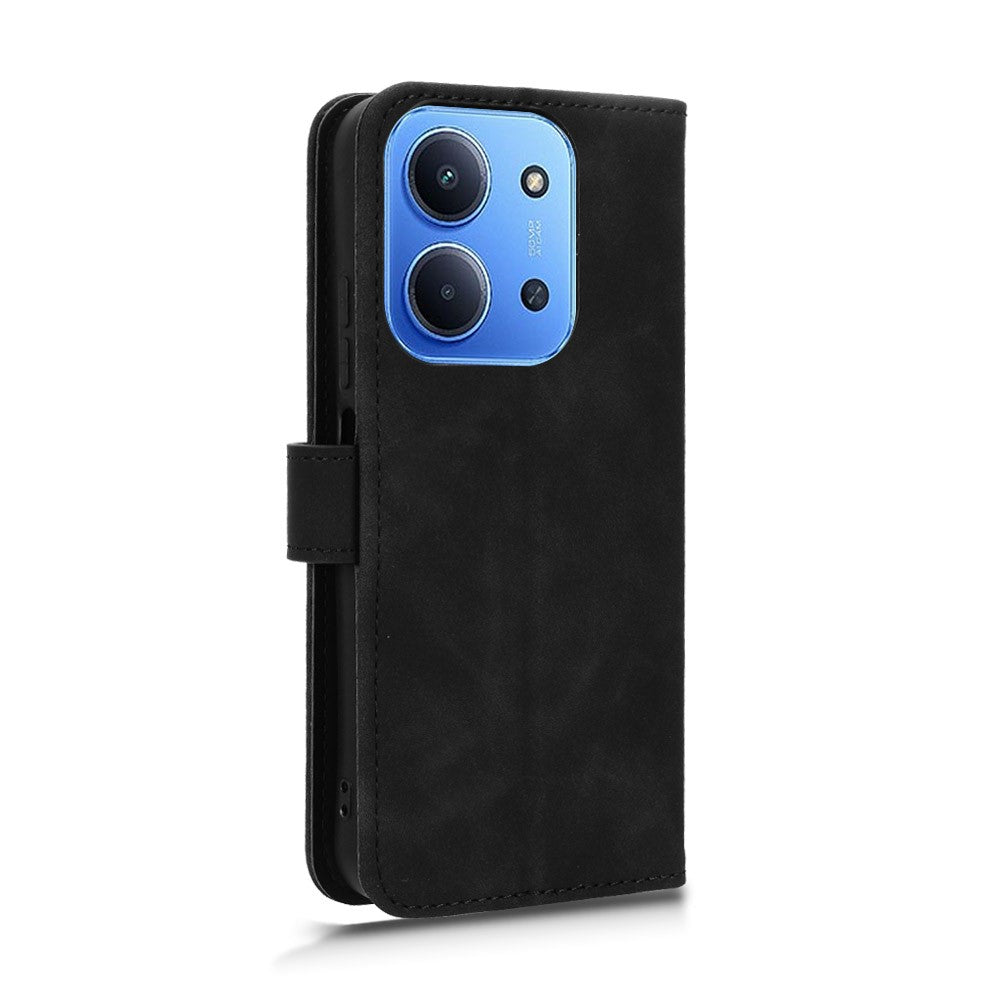 For-Xiaomi-Redmi-15C-5G-(EU)-(173mm)-/-15C-4G-(EU)-(173mm)-Leather-Case-Skin-Feel-Anti-Drop-Wallet-Flip-Phone-Cover-Black