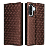 For-Samsung-Galaxy-A17-5G-/-A17-4G-Case-Wallet-Rhombus-Imprint-Leather-Phone-Cover-Brown