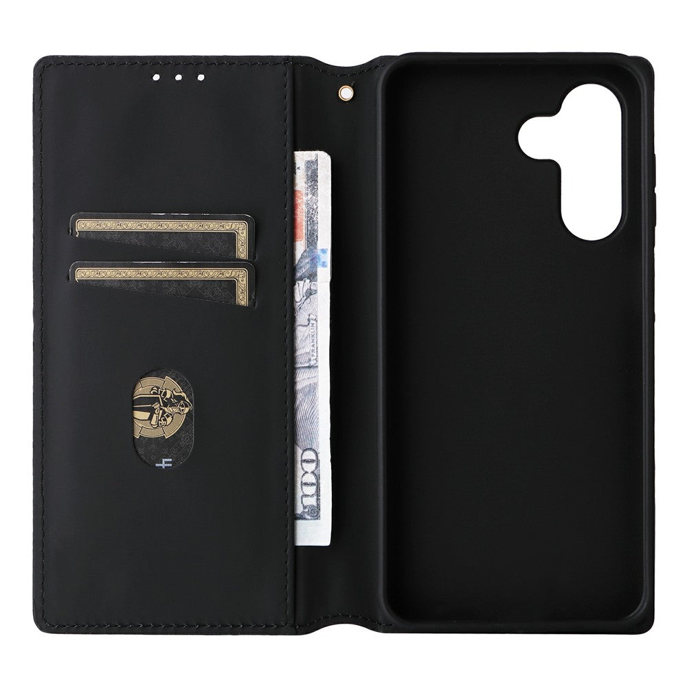 For-Samsung-Galaxy-A17-5G-/-A17-4G-Case-Wallet-Rhombus-Imprint-Leather-Phone-Cover-Brown