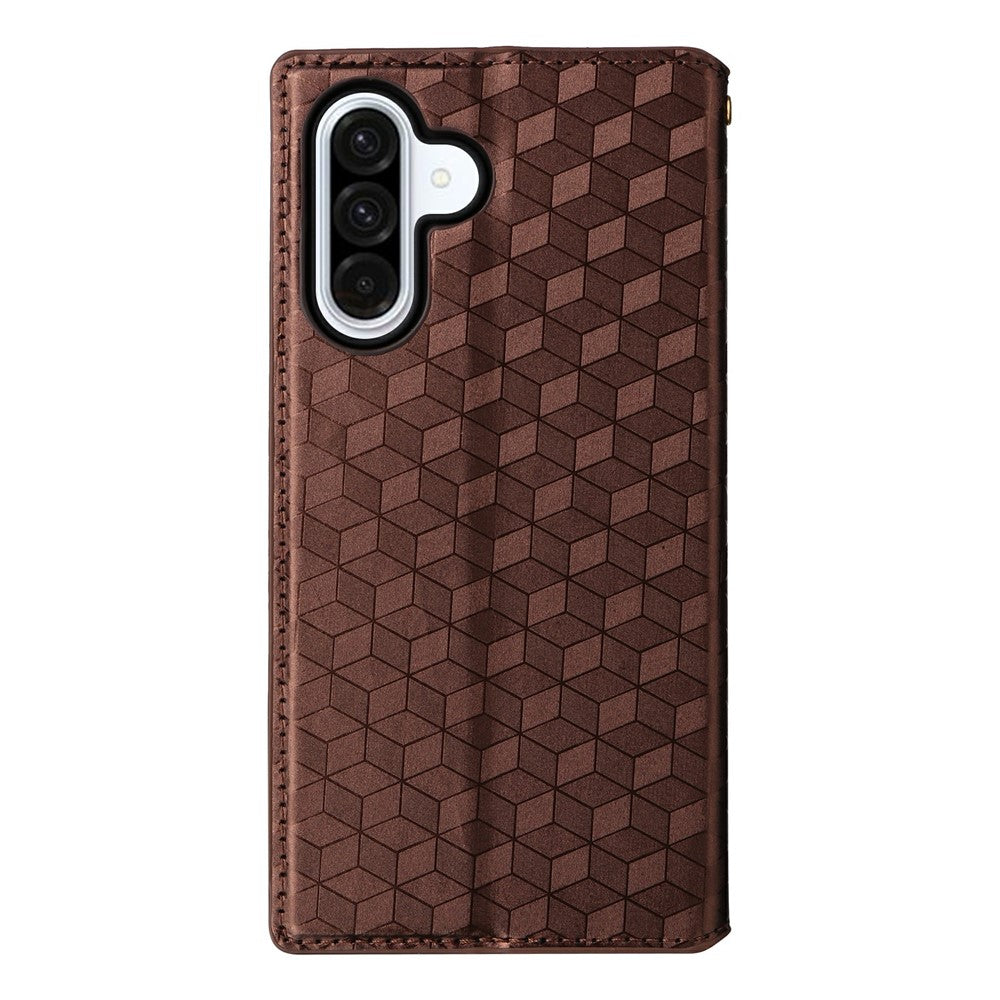 For-Samsung-Galaxy-A17-5G-/-A17-4G-Case-Wallet-Rhombus-Imprint-Leather-Phone-Cover-Brown