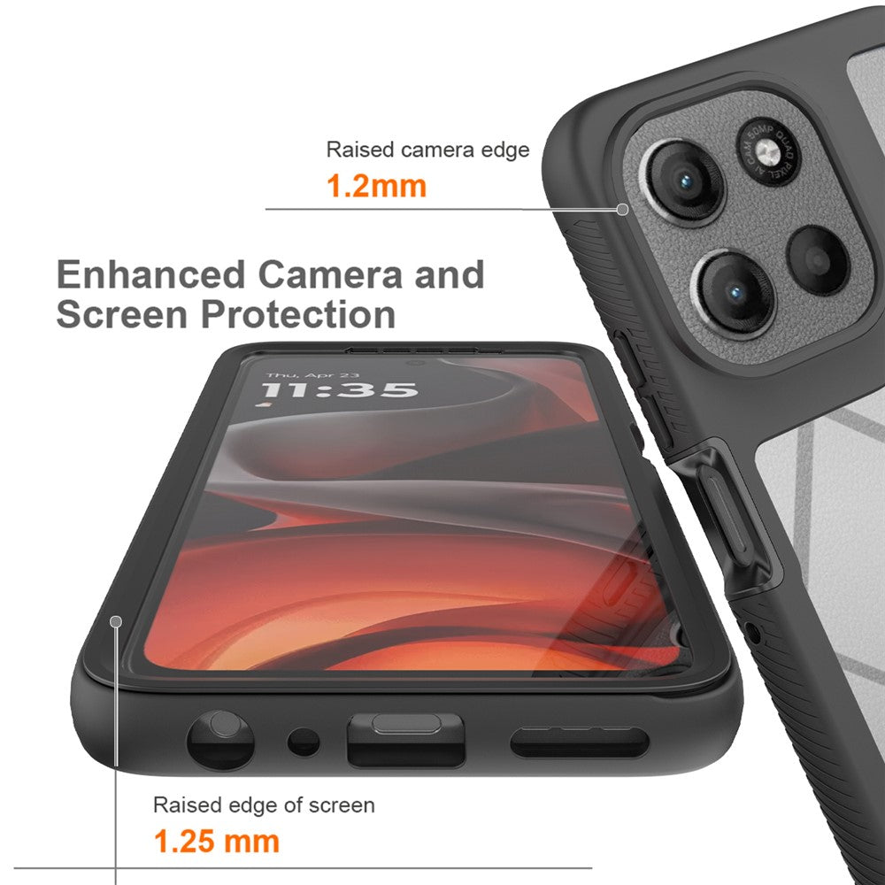 Clear-Case-for-Motorola-Moto-G56-5G-PC-+-TPU-Phone-Back-Cover-with-PET-Screen-Film-Black