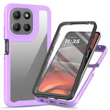 Clear-Case-for-Motorola-Moto-G56-5G-PC-+-TPU-Phone-Back-Cover-with-PET-Screen-Film-Purple