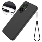 For-Xiaomi-Redmi-Turbo-4-Pro-5G-/-Xiaomi-Poco-F7-5G-Liquid-Silicone-Case-Phone-Back-Cover-with-Hand-Strap-Black