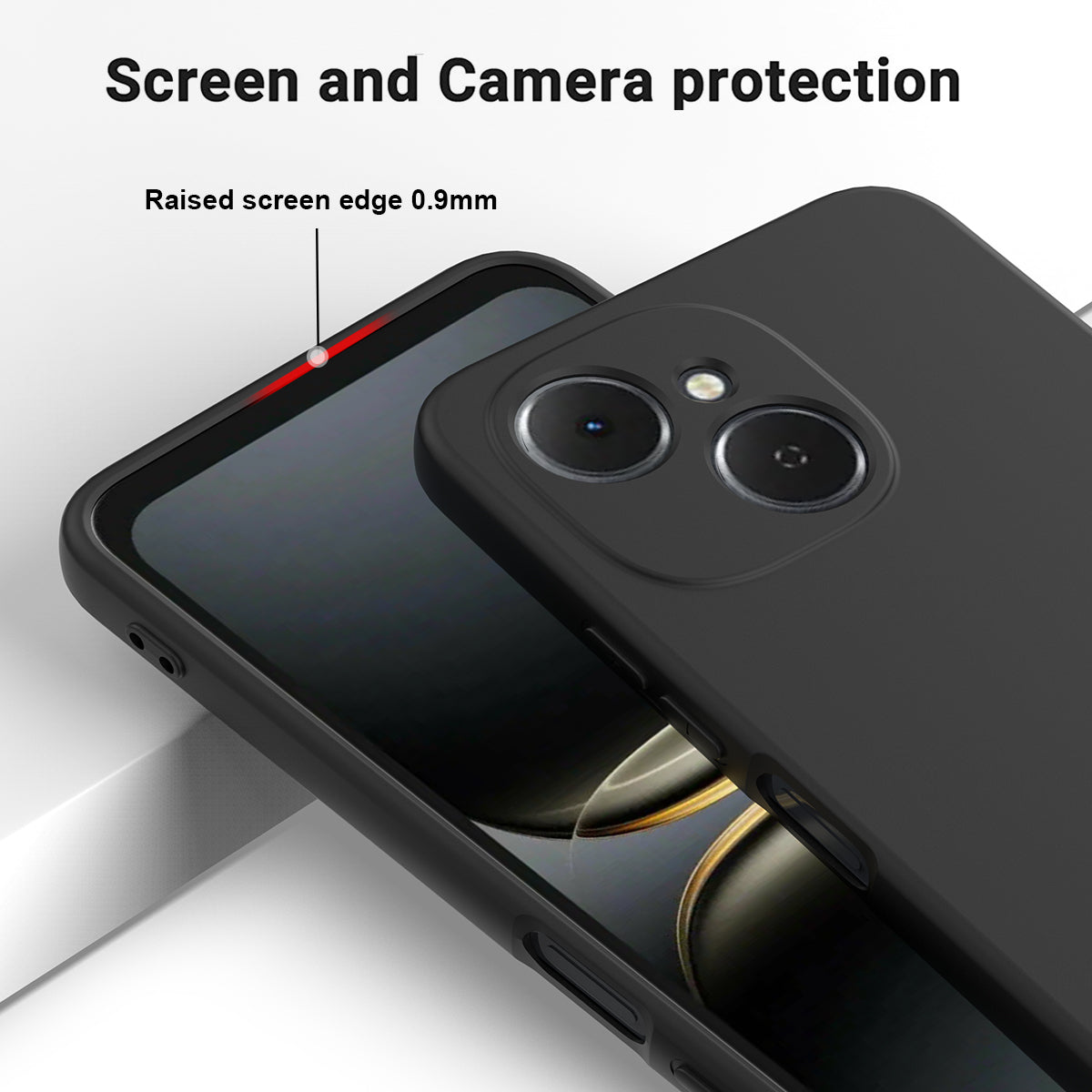 For-TECNO-Spark-40C-Liquid-Silicone-Case-Phone-Back-Cover-with-Hand-Strap-Black